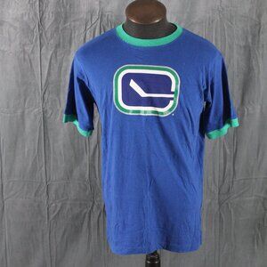 Vancouver Canucks Shirt (Retro) - Ringer T Original Logo - Men's Medium